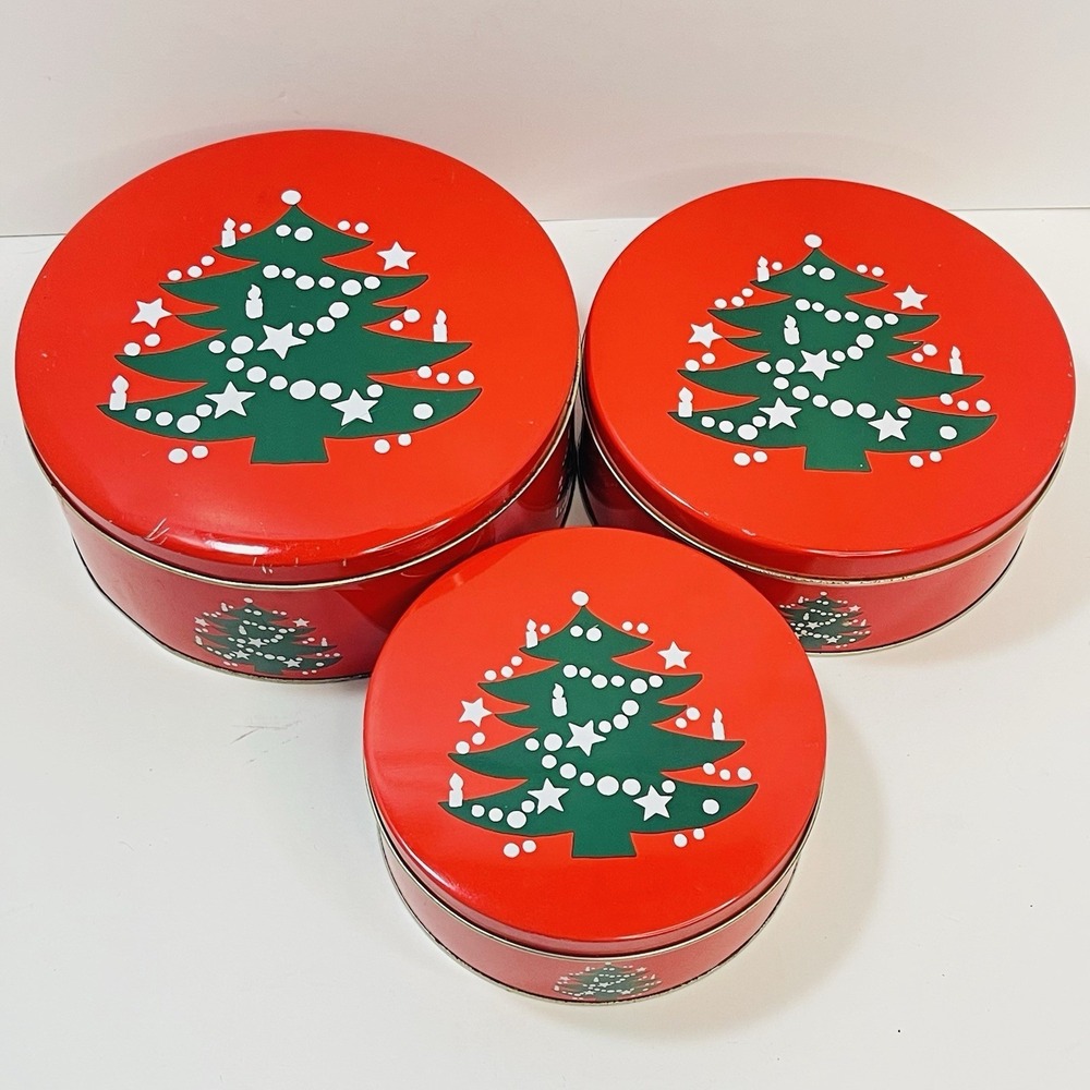 Waechtersbach Christmas Tree Set Of 3 Nesting Tins Holiday Winter Cookies